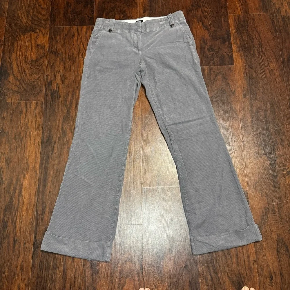 J. Crew City Fit Women's Cuffed Gray Flare Mid Rise Corduroy Jeans 6